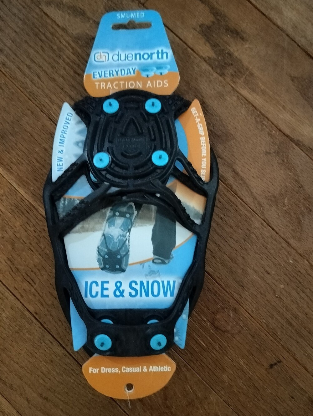 NEW Duenorth Ice & Snow Traction Aids - Black with Teal Studs